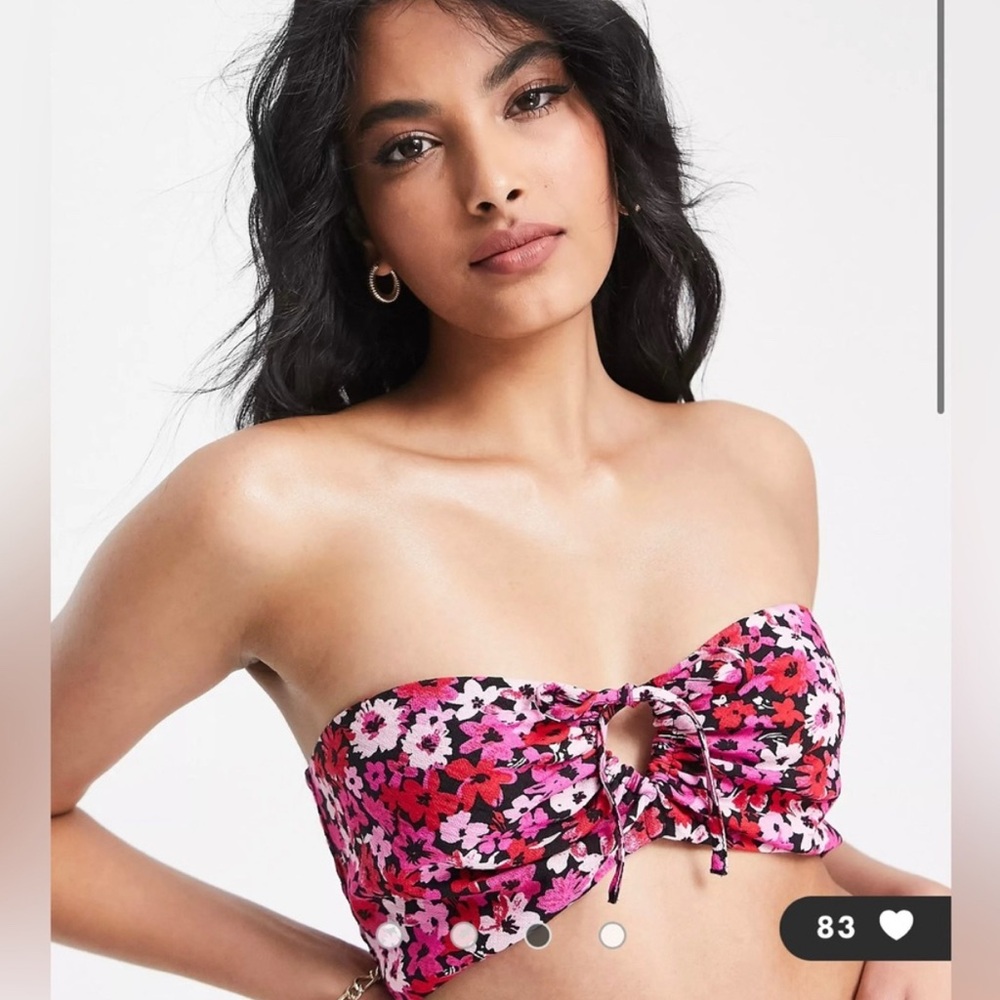 NEW TOPSHOP DITSY RUCHED KEYHOLE BANDEAU 
BRALET